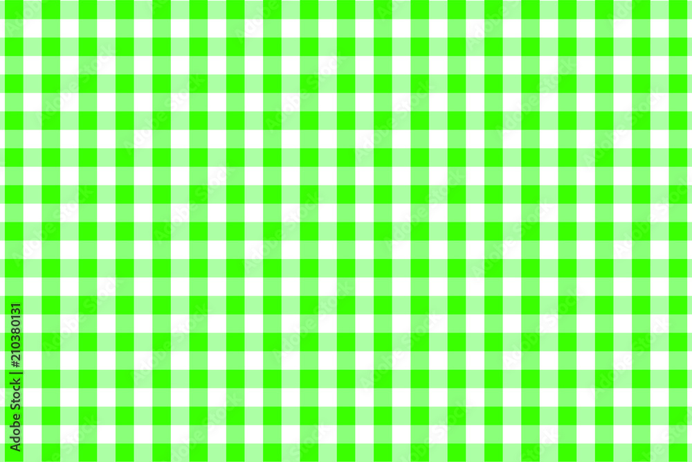 Green Gingham pattern. Texture from rhombus/squares for - plaid, tablecloths, clothes, shirts, dresses, paper, bedding, blankets, quilts and other textile products. Vector illustration.