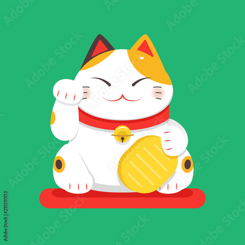 White Maneki Neko raised right paw flat