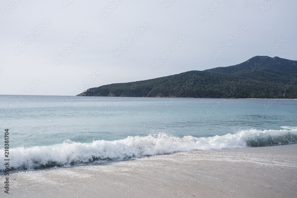 Waves and Beach Tasmanian Landscape of Wineglass Bay