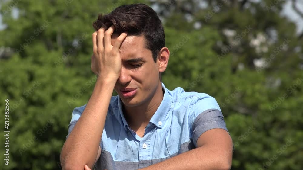 Sad Stressed Male Hispanic Teenager Sad Stressed Male Hispanic Teenager