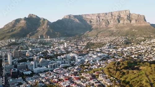 Aerial view of Cape Town, South Africa, with Table Mountain