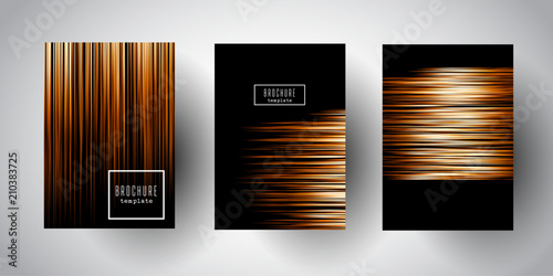 Brochure templates with gold stripe designs