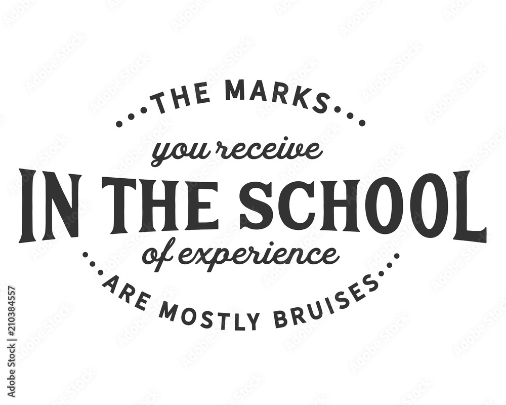 the marks you receive in the school of experience are mostly bruises the marks you receive in the school of experience are mostly bruises