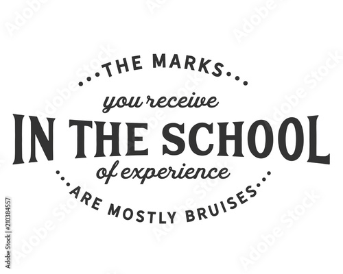 the marks you receive in the school of experience are mostly bruises