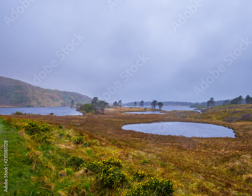 Typical Irish landscape and romantic lake in Beara Peninsula