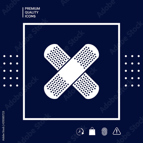 Cross adhesive bandage, medical  plaster icon