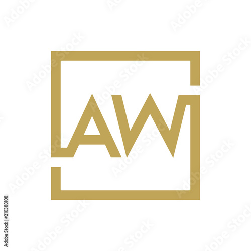 AW letter logo line square