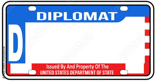 USA Diplomatic License Plate Blank