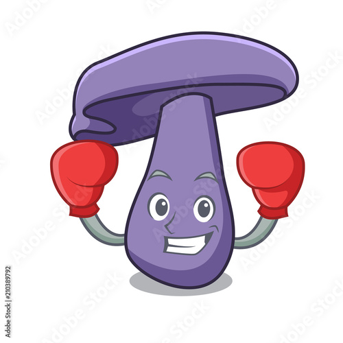 Boxing blewit mushroom character cartoon