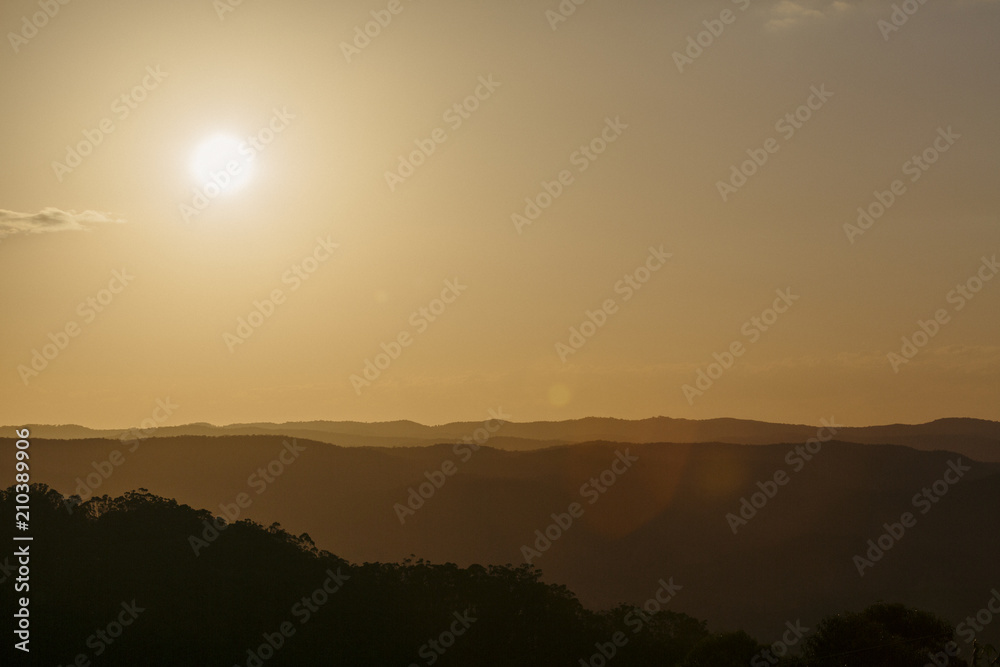 Sunset over the Sunshine Coast hinterland