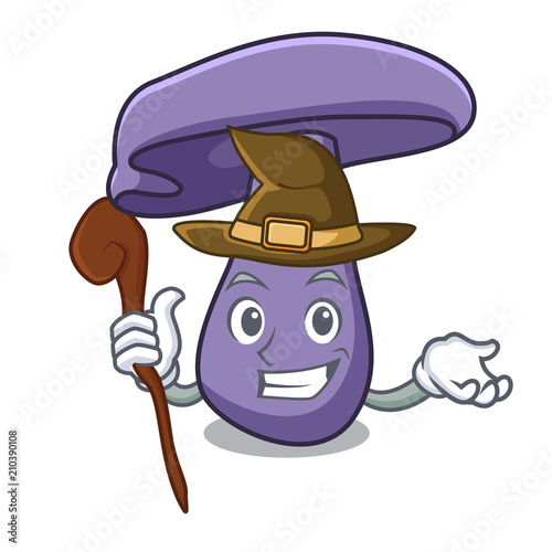 Witch blewit mushroom mascot cartoon photo