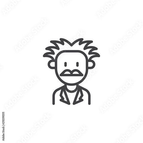Scientist portrait outline icon. linear style sign for mobile concept and web design. Professor person simple line vector icon. Symbol, logo illustration. Pixel perfect vector graphics