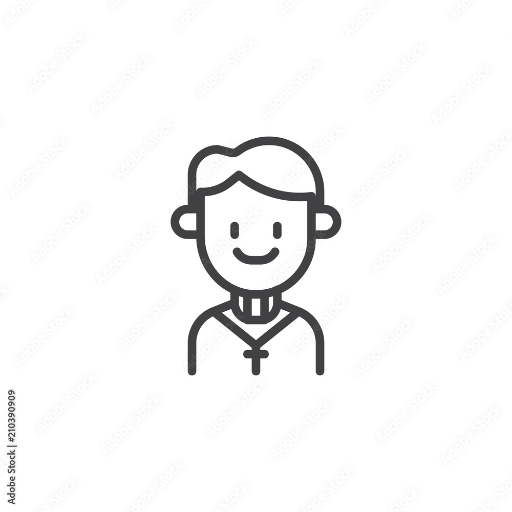 Priest person outline icon. linear style sign for mobile concept and web design. Religious profession simple line vector icon. Symbol, logo illustration. Pixel perfect vector graphics Priest person outline icon. linear style sign for mobile concept and web design. Religious profession simple line vector icon. Symbol, logo illustration. Pixel perfect vector graphics