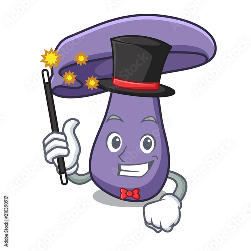 Magician blewit mushroom mascot cartoon