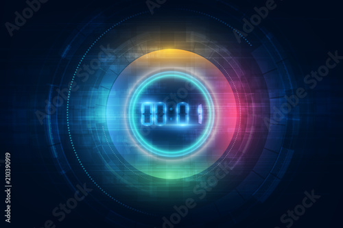 Abstract Futuristic Technology Background with Digital number timer concept and countdown, vector transparent