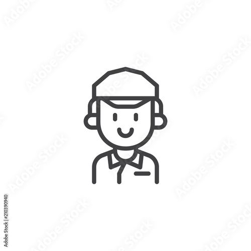 Delivery courier outline icon. linear style sign for mobile concept and web design. Postman simple line vector icon. Symbol, logo illustration. Pixel perfect vector graphics