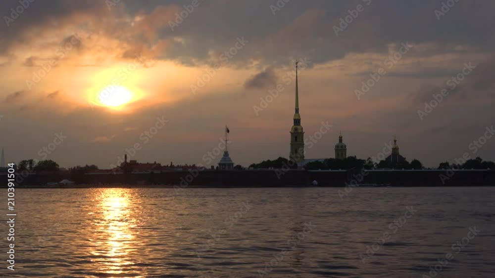 Gloomy sunset over the Peter and Paul fortress. Saint Petersburg Gloomy sunset over the Peter and Paul fortress. Saint Petersburg