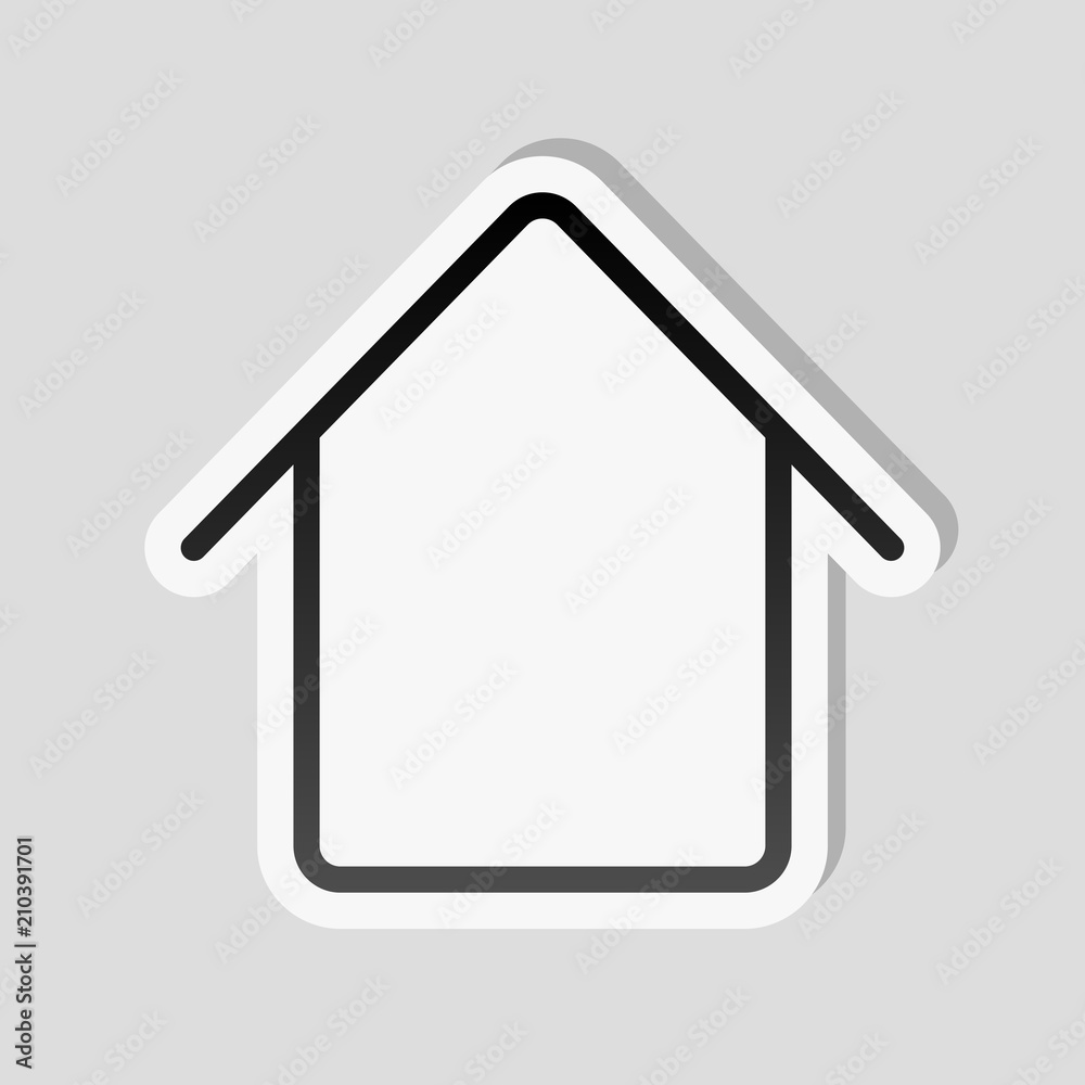 Simple house icon. Linear symbol, thin outline. Sticker style wi Simple house icon. Linear symbol, thin outline. Sticker style wi