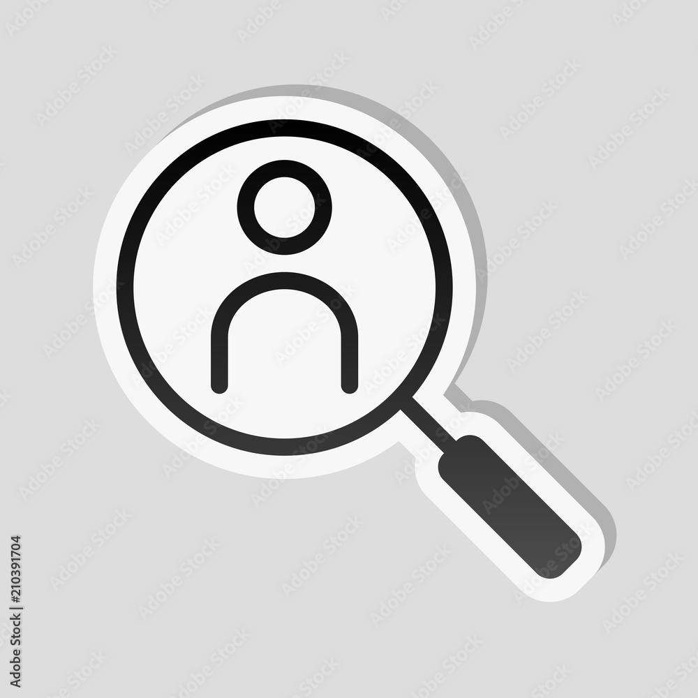 Human secource, search profile. Linear icon, thin outline. Stick Human secource, search profile. Linear icon, thin outline. Stick