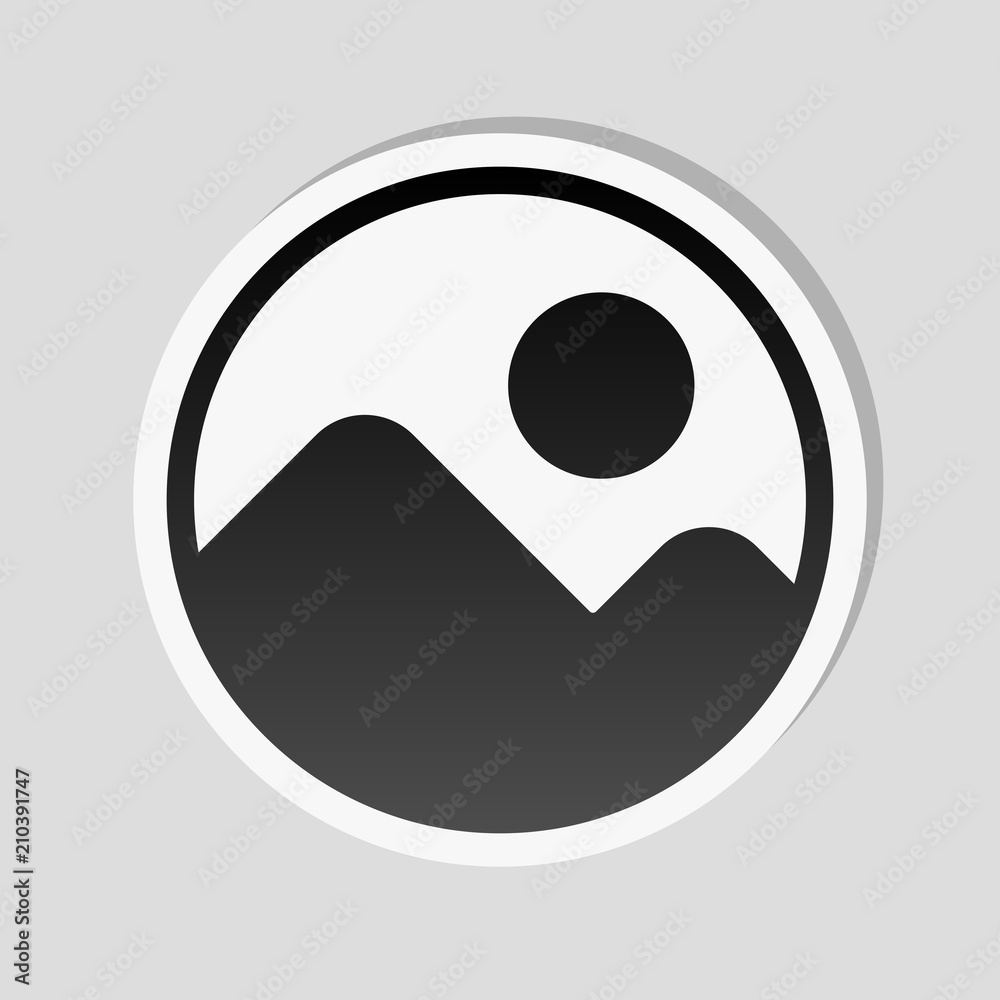 Simple picture icon. Sticker style with white border and simple Simple picture icon. Sticker style with white border and simple
