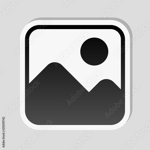 Simple picture icon. Sticker style with white border and simple