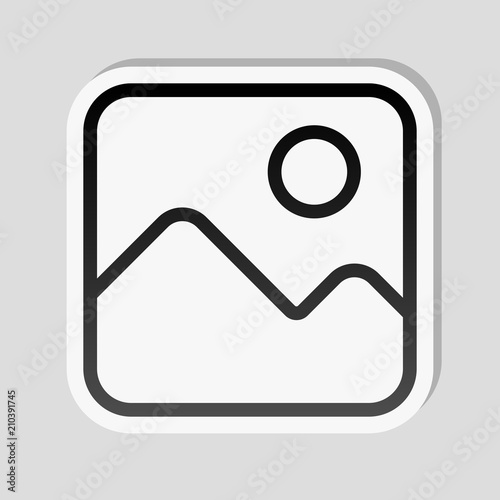 Simple picture icon. Linear symbol, thin outline. Sticker style