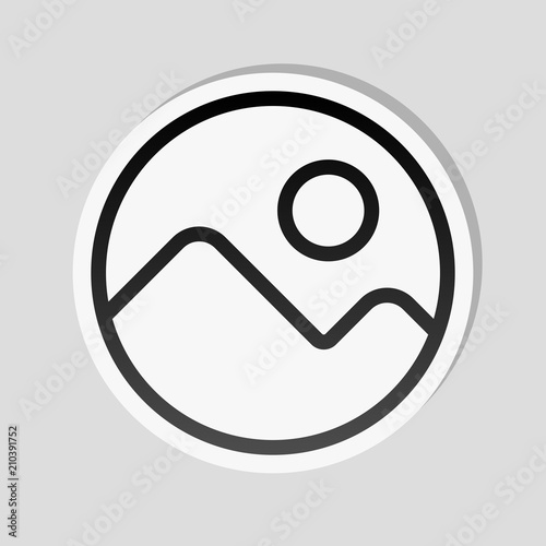 Simple picture icon. Linear symbol, thin outline. Sticker style