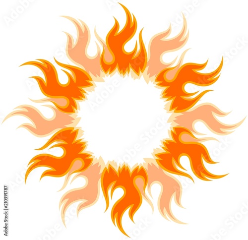 Bright fiery sun.