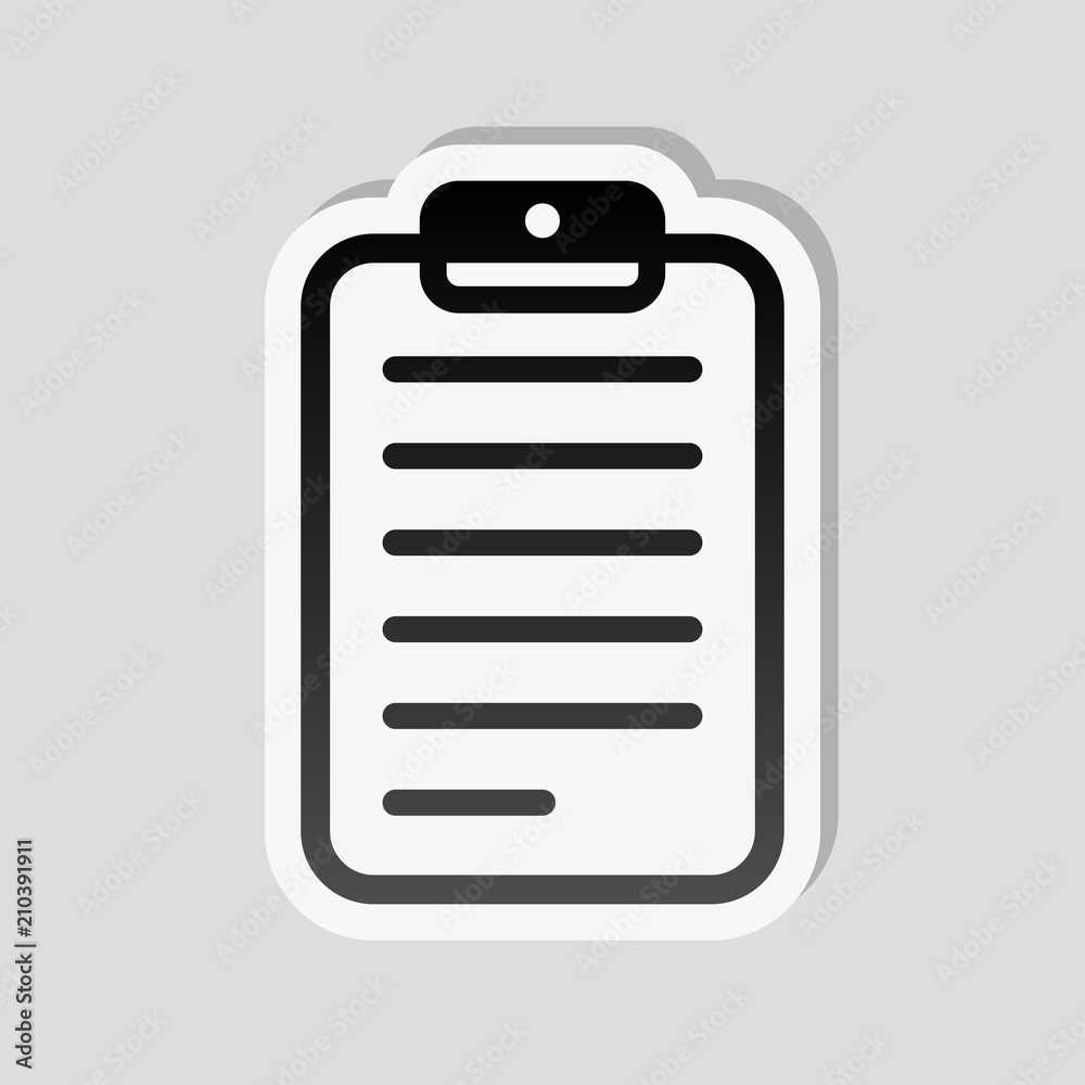 tablet, paper with text. Sticker style with white border and sim tablet, paper with text. Sticker style with white border and sim