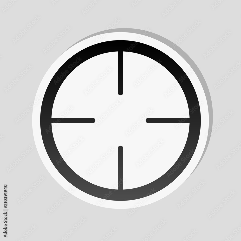 Simple target icon. Sticker style with white border and simple s Simple target icon. Sticker style with white border and simple s