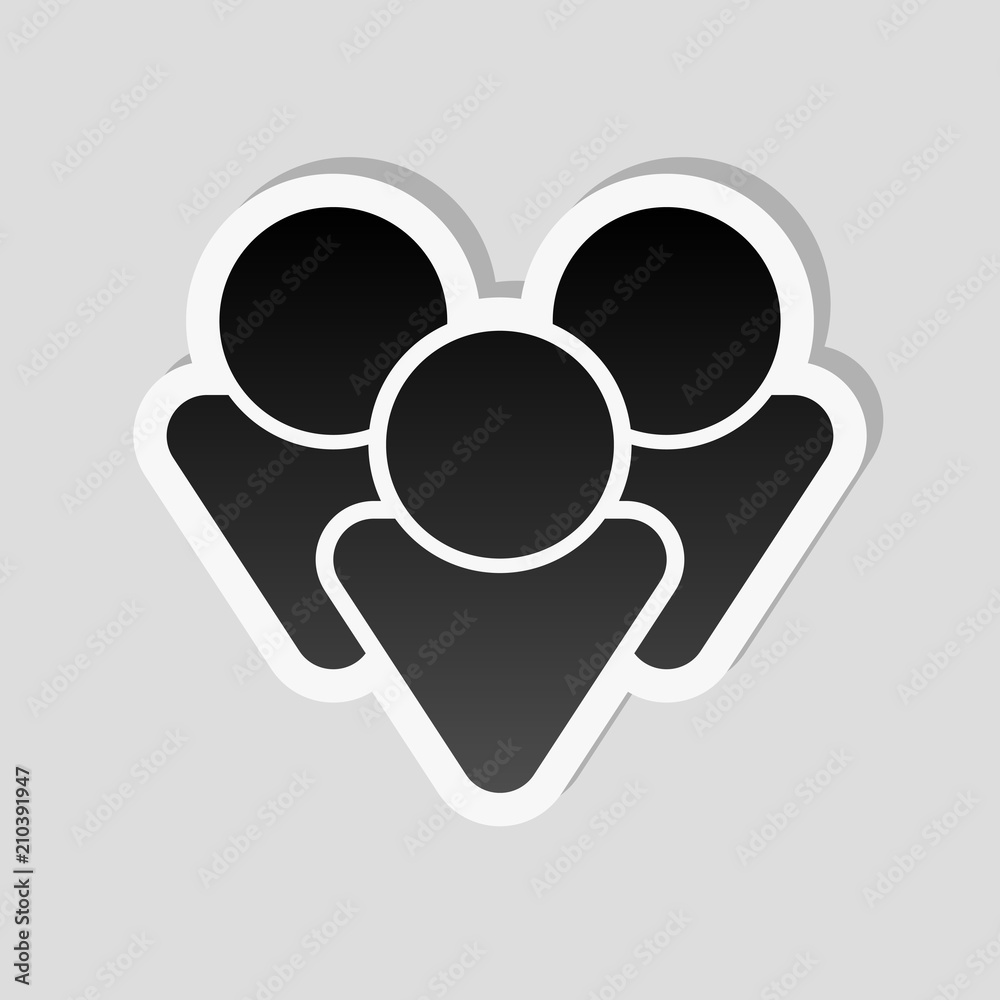 Team group icon. Sticker style with white border and simple shad Team group icon. Sticker style with white border and simple shad