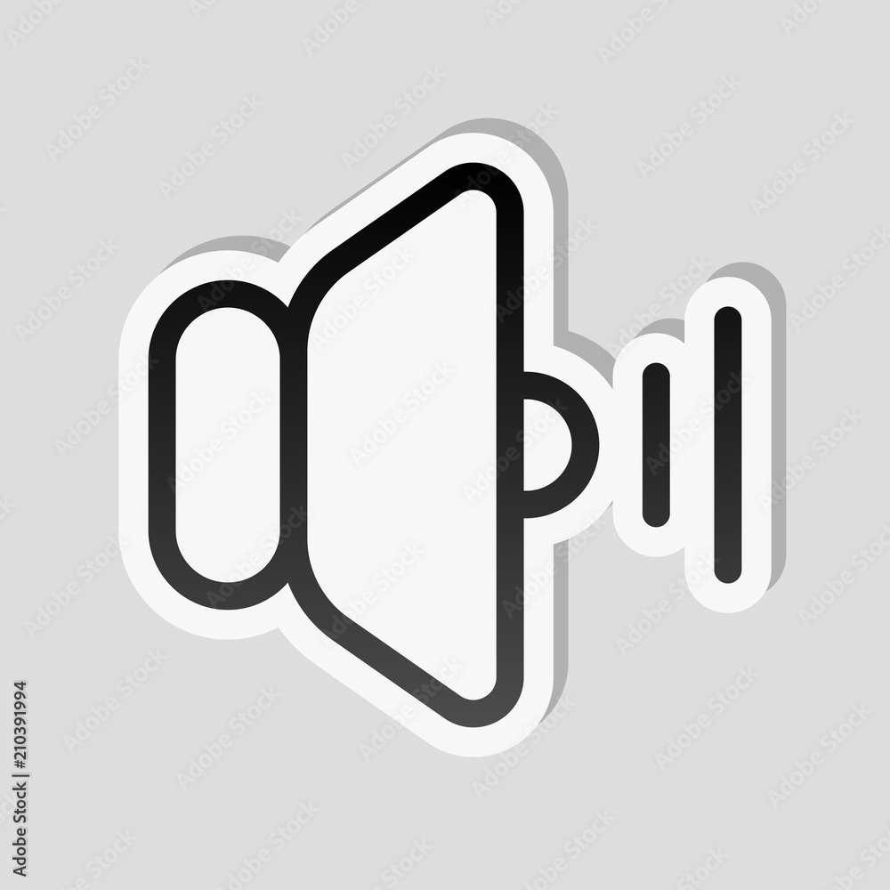 volume medium icon. Sticker style with white border and simple s volume medium icon. Sticker style with white border and simple s