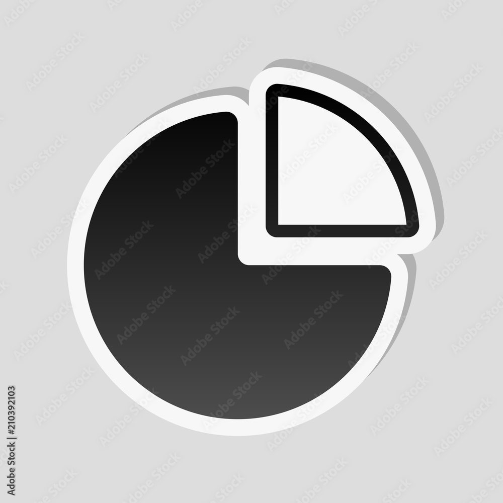 Business pie chart icon. Sticker style with white border and sim Business pie chart icon. Sticker style with white border and sim