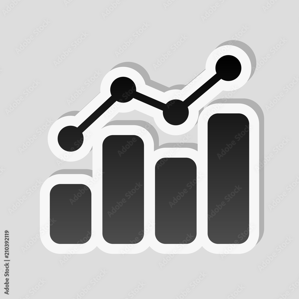 finance grapgic, grow. Sticker style with white border and simpl finance grapgic, grow. Sticker style with white border and simpl