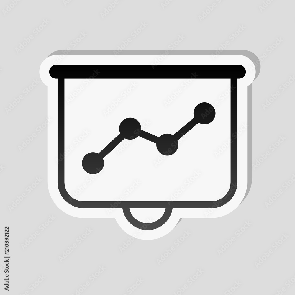 Projector screen for presentations, grow finance graphic. Sticke Projector screen for presentations, grow finance graphic. Sticke