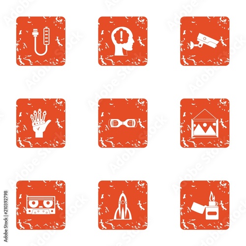 Rational icons set. Grunge set of 9 rational vector icons for web isolated on white background