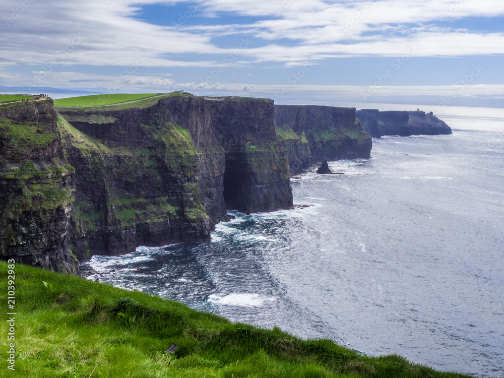 Amazing wide angle view over the Cliffs of Moher in Ireland