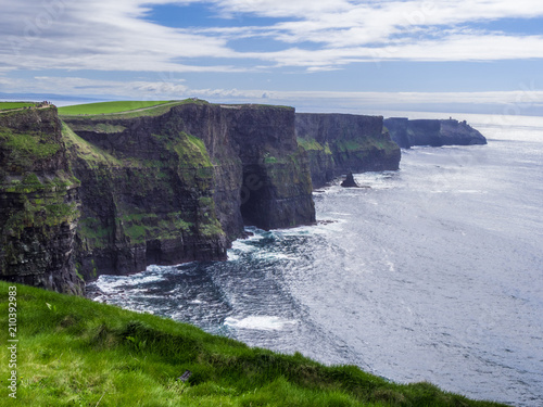 Amazing wide angle view over the Cliffs of Moher in Ireland