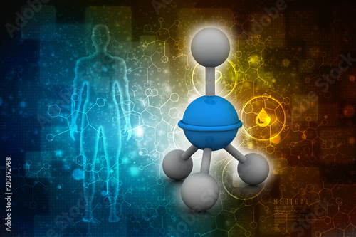3d illustration of molecule model. Science background with molecule