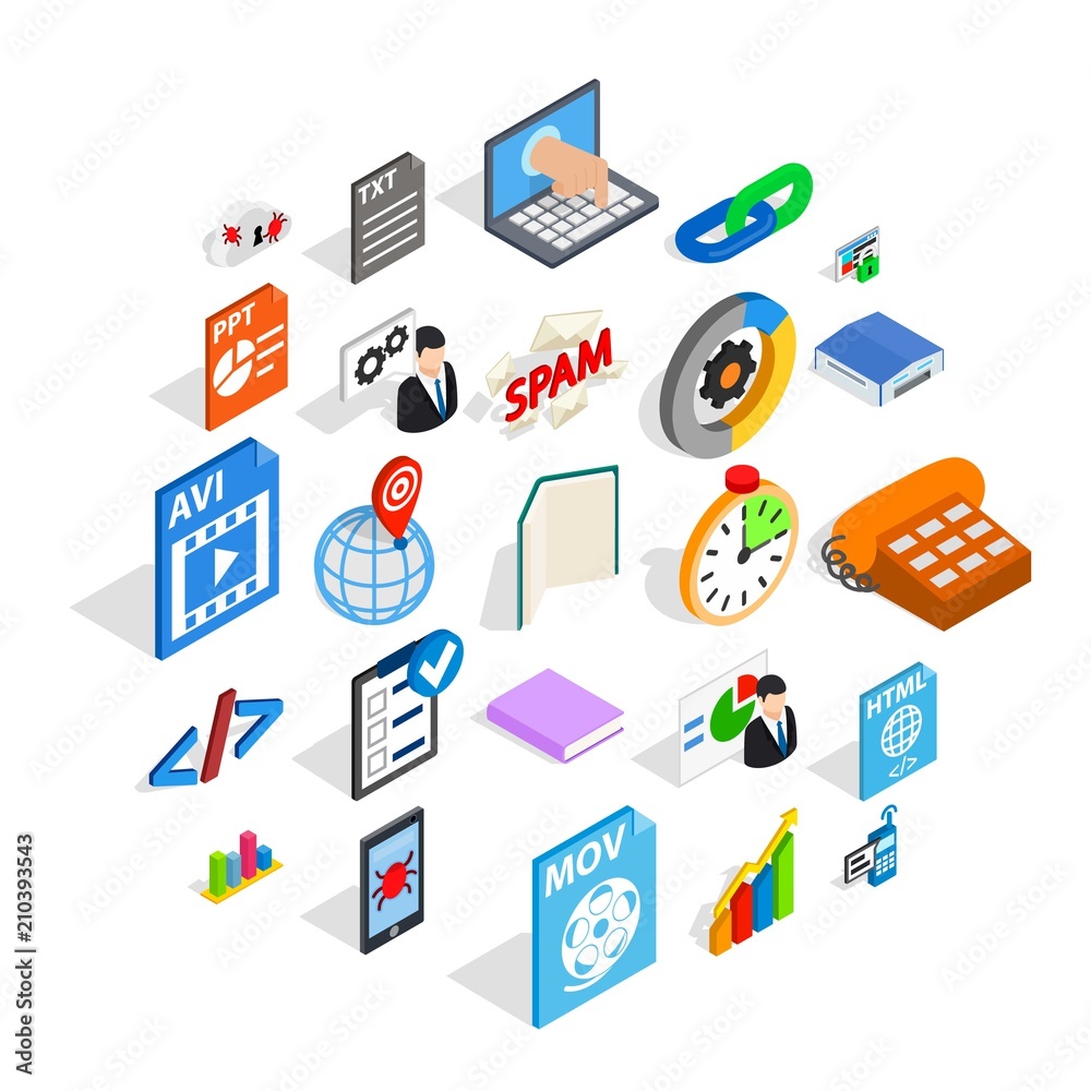 Examination icons set. Isometric set of 25 examination vector icons for web isolated on white background Examination icons set. Isometric set of 25 examination vector icons for web isolated on white background