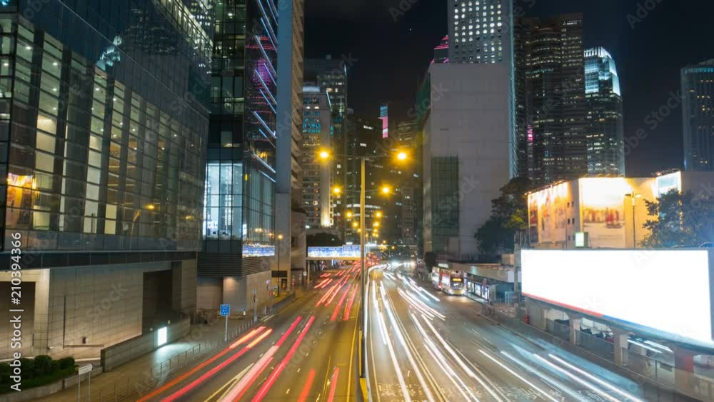 Urban traffic in city night with streak lights, time lapse Urban traffic in city night with streak lights, time lapse