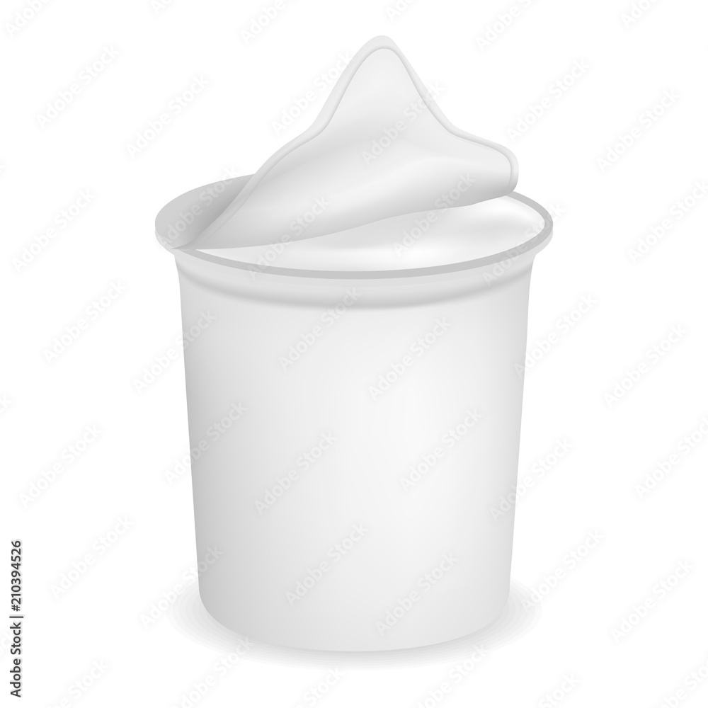 Fresh yogurt box mockup. Realistic illustration of fresh yogurt box vector mockup for web design isolated on white background Fresh yogurt box mockup. Realistic illustration of fresh yogurt box vector mockup for web design isolated on white background