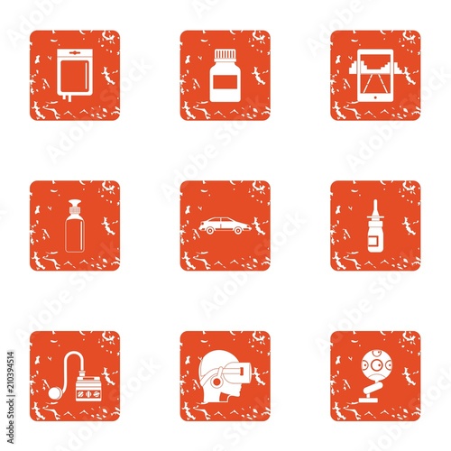 Virtual cleaning icons set. Grunge set of 9 virtual cleaning vector icons for web isolated on white background
