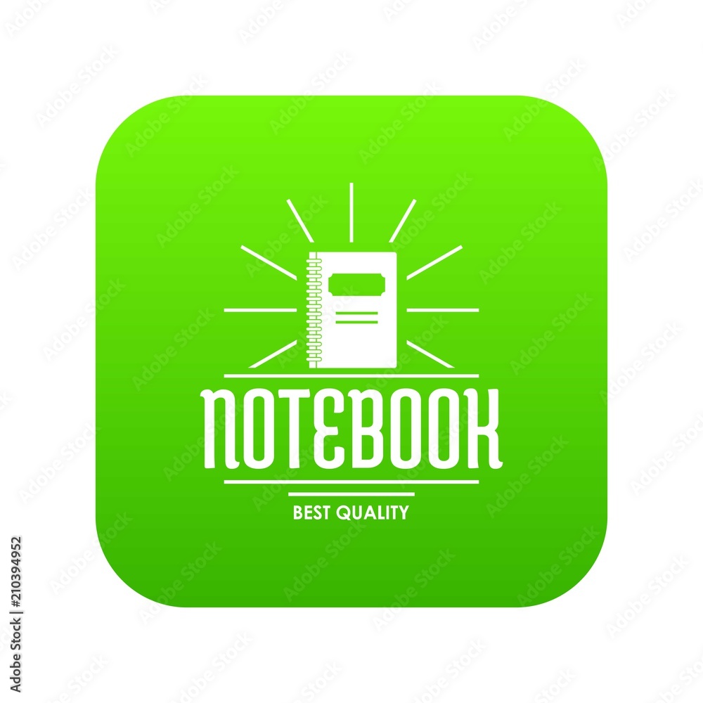 Notebook icon green vector isolated on white background Notebook icon green vector isolated on white background