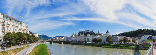 Salzburg, Austria 08.28.2012. View of Salzburg with the fortress wall in a Sunny summer day