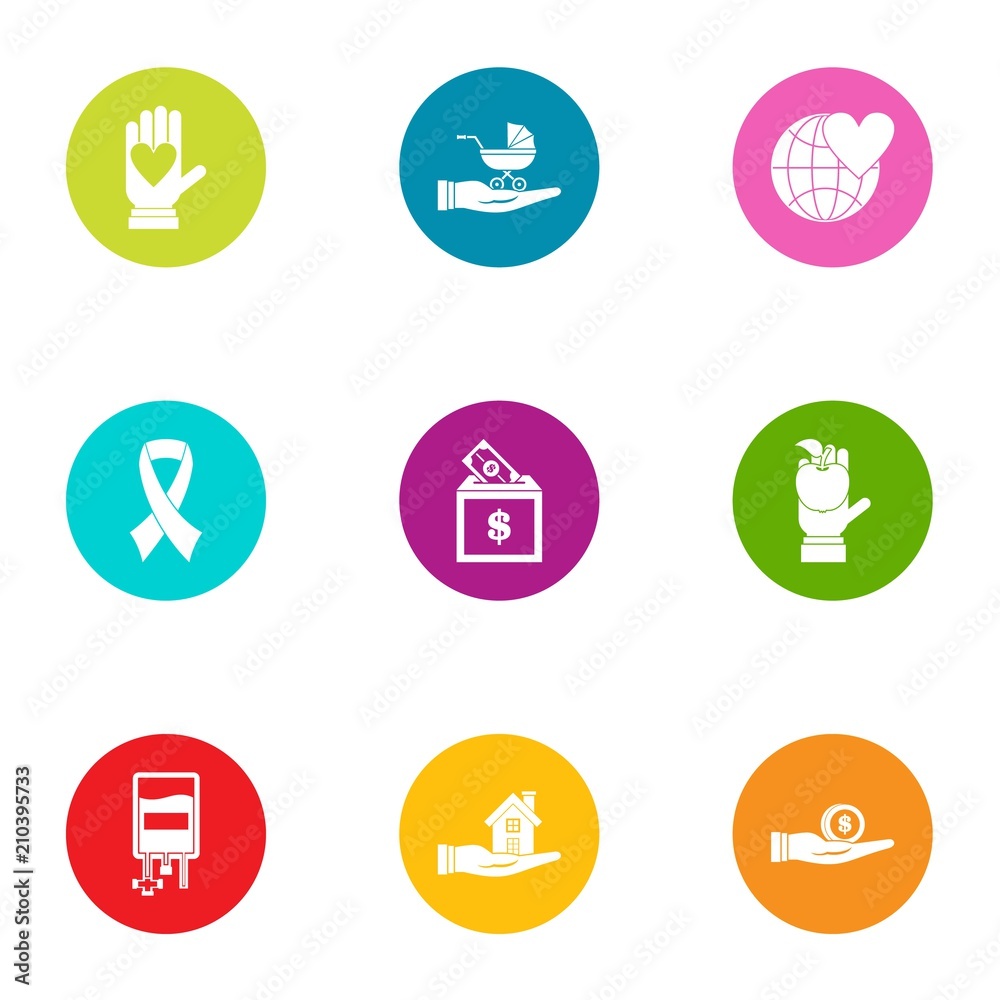 Global subsidy icons set. Flat set of 9 global subsidy vector icons for web isolated on white background Global subsidy icons set. Flat set of 9 global subsidy vector icons for web isolated on white background