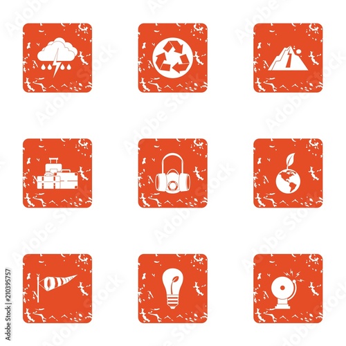 Handle icons set. Grunge set of 9 handle vector icons for web isolated on white background