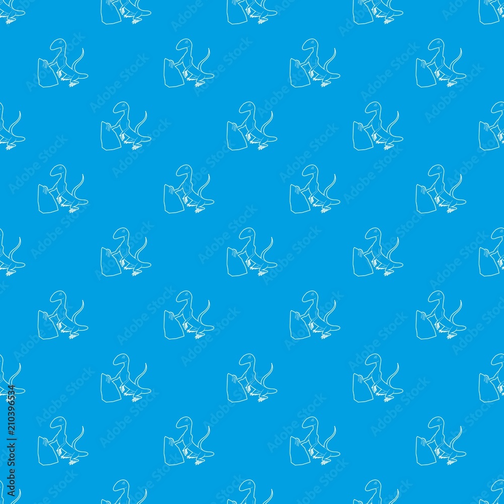 Standing lizard pattern vector seamless blue repeat for any use