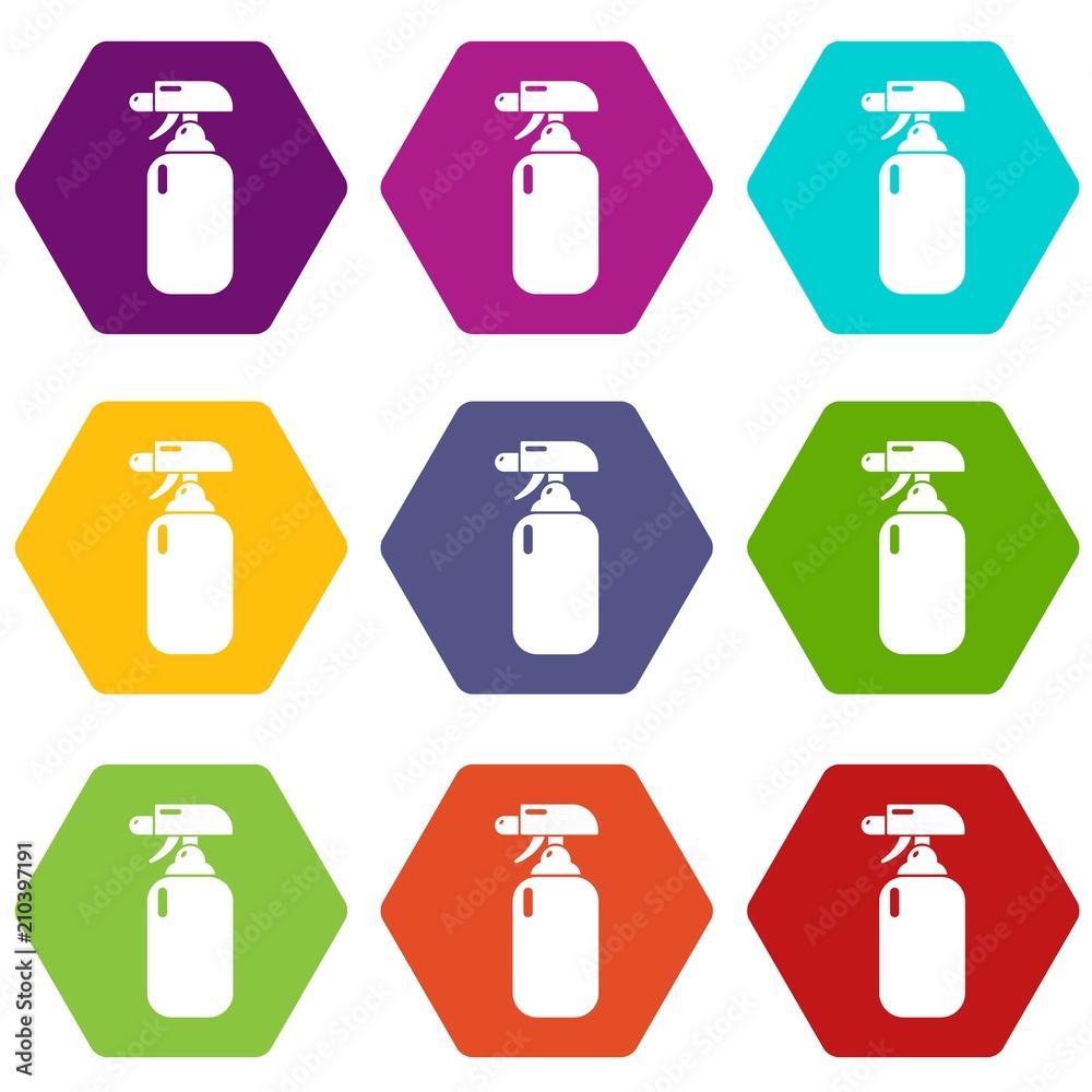 Fototapeta premium Fire extinguisher icons 9 set coloful isolated on white for web