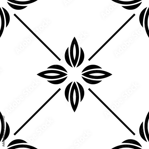 abstract floral seamless pattern with flowers, netting and leaves
